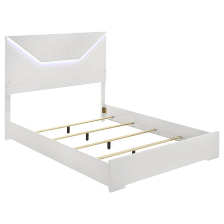 Ives Queen Panel Bed LED Headboard White High Gloss from Decor Furniture