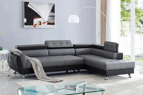 Main view of Izzi Grey and Black tufted 2-piece sectional sofa