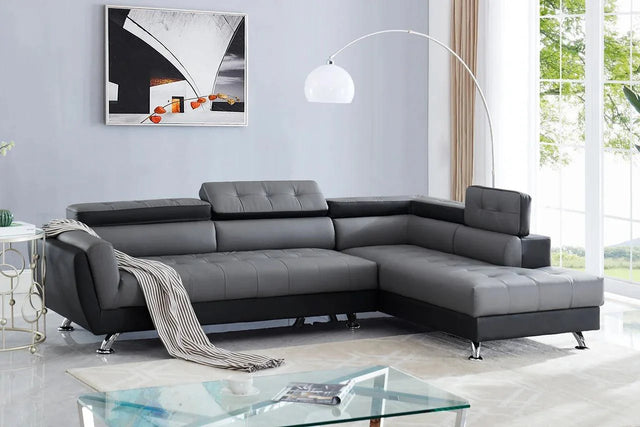 Main view of Izzi Grey and Black tufted 2-piece sectional sofa