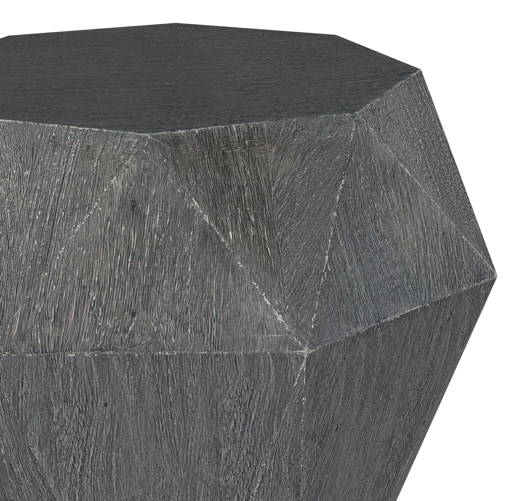 Jacinto Octagonal mango wood side table grey angled view