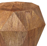 Top view of octagonal Jacinto side table in natural brown