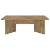 Close-up of mango brown decorative laminate finish on Jamestown table