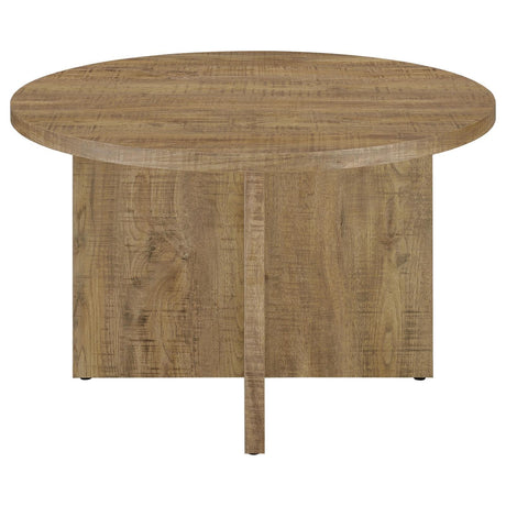 Close-up of mango brown laminate tabletop with round edge