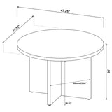Top view of round mango brown dining table
