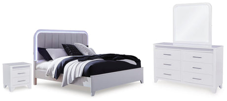 Jarlee White Queen Upholstered Panel Bed from Decor Furniture