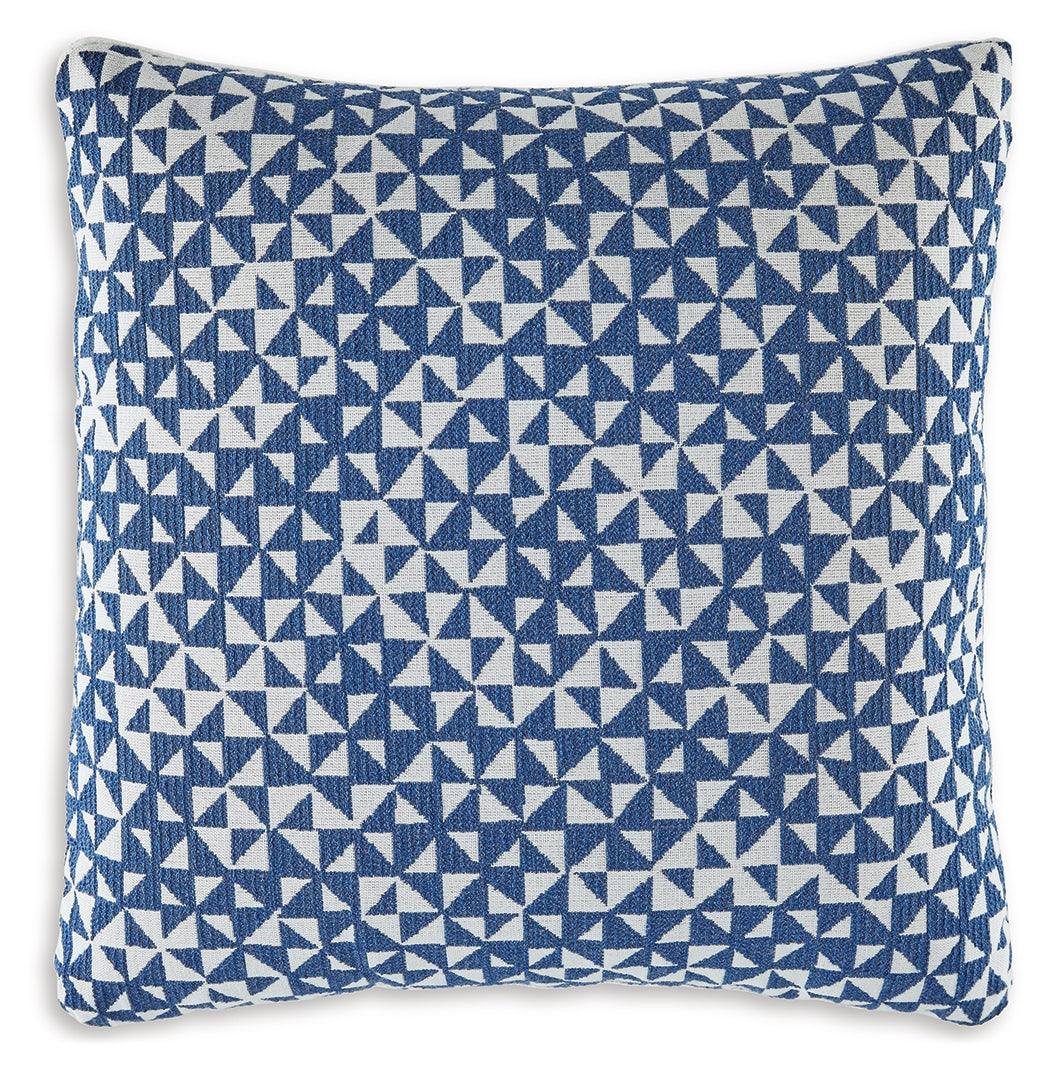Set of 4 Jaycott Next-Gen Nuvella Blue/White Pillows Arranged