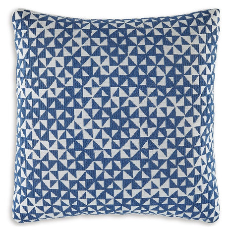 Set of 4 Jaycott Next-Gen Nuvella Blue/White Pillows Arranged