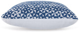 Close-up of Jaycott Next-Gen Nuvella Blue and White Geometric Pillow