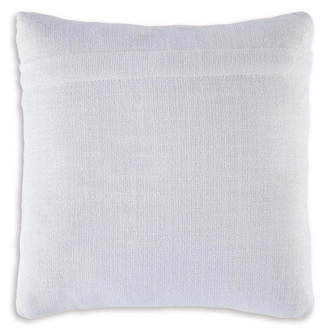 Side view of Jaycott Next-Gen Nuvella Blue/White Pillow showing zipper