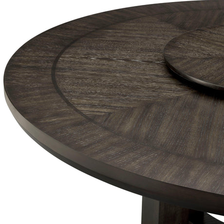 Jeffries dark brown modern solid wood and veneers dining sideboard next to dining table