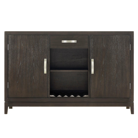 Jeffries dark brown modern solid wood and veneers dining sideboard close-up of wood grain