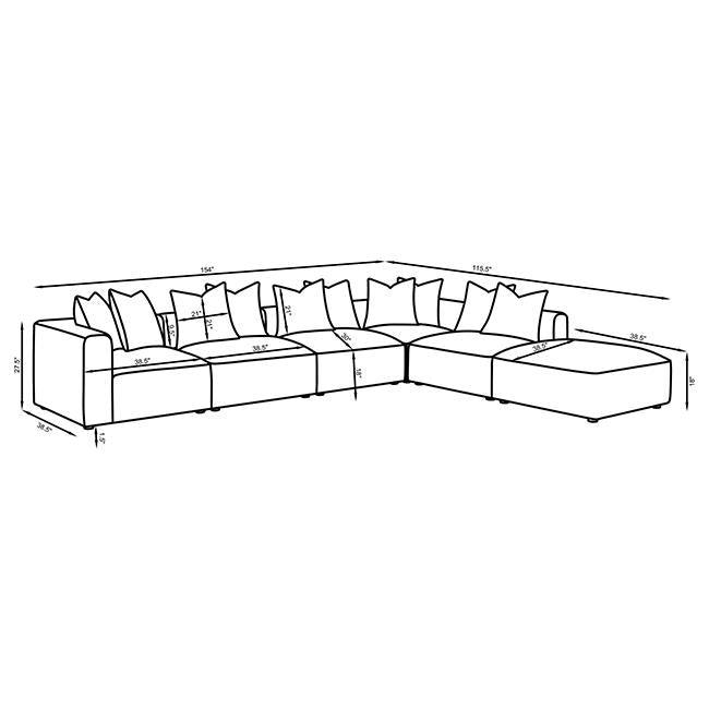 Main frontal view of Jennifer 6-Piece Upholstered Modular Sectional