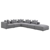 Close-up detail of grey upholstery on Jennifer sectional