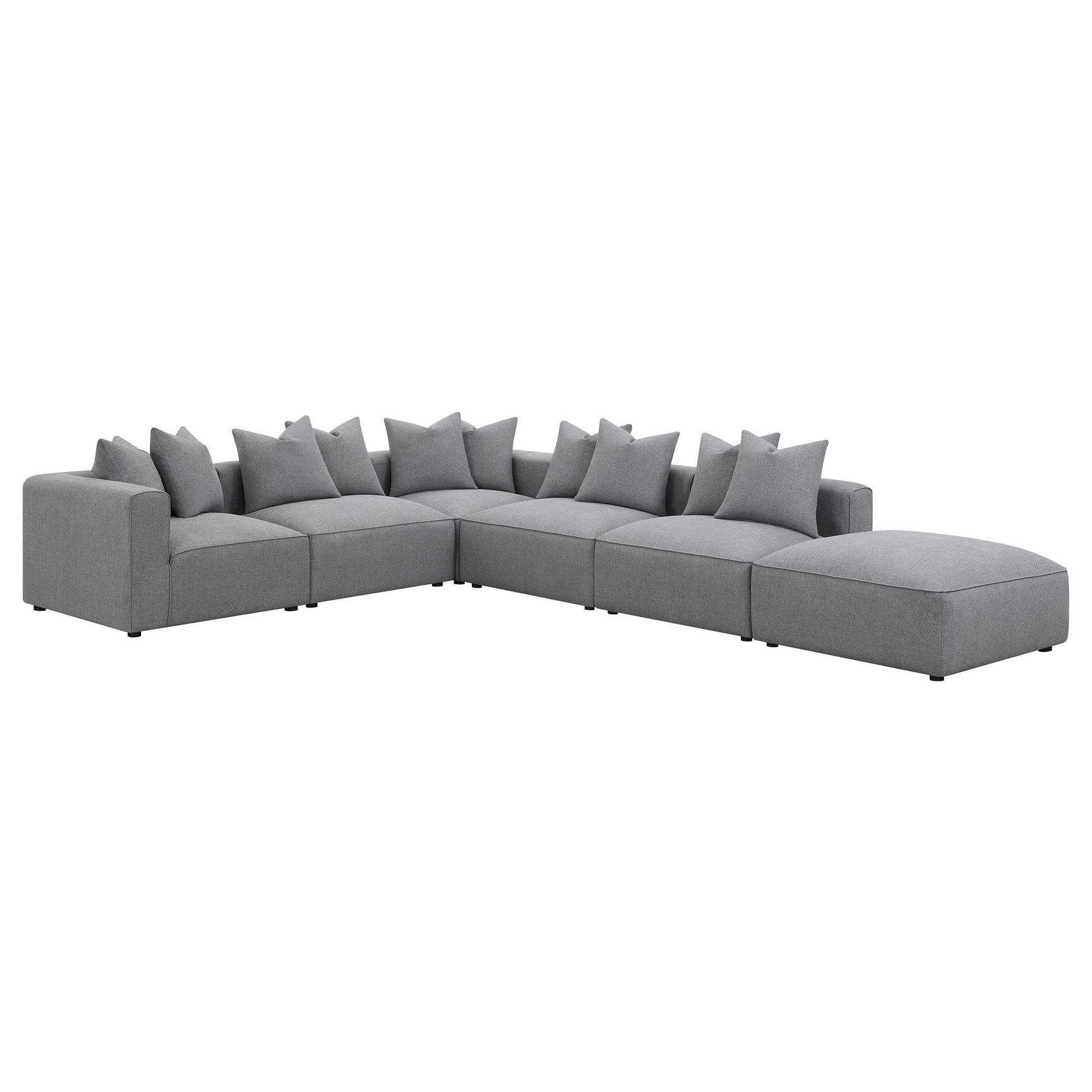 Close-up detail of grey upholstery on Jennifer sectional
