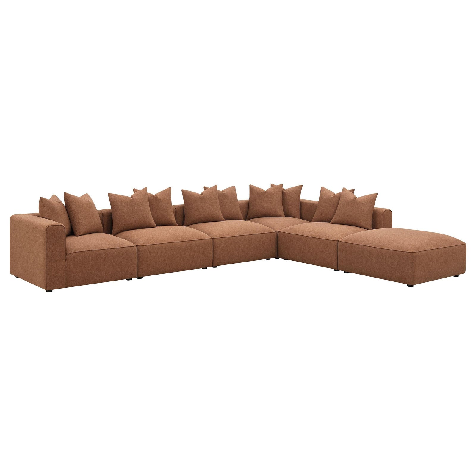 main view of Jennifer 6-Piece Upholstered Modular Sectional Terracotta sectional sofa