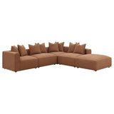 Detail view of terracotta upholstery on Jennifer Modular Sectional