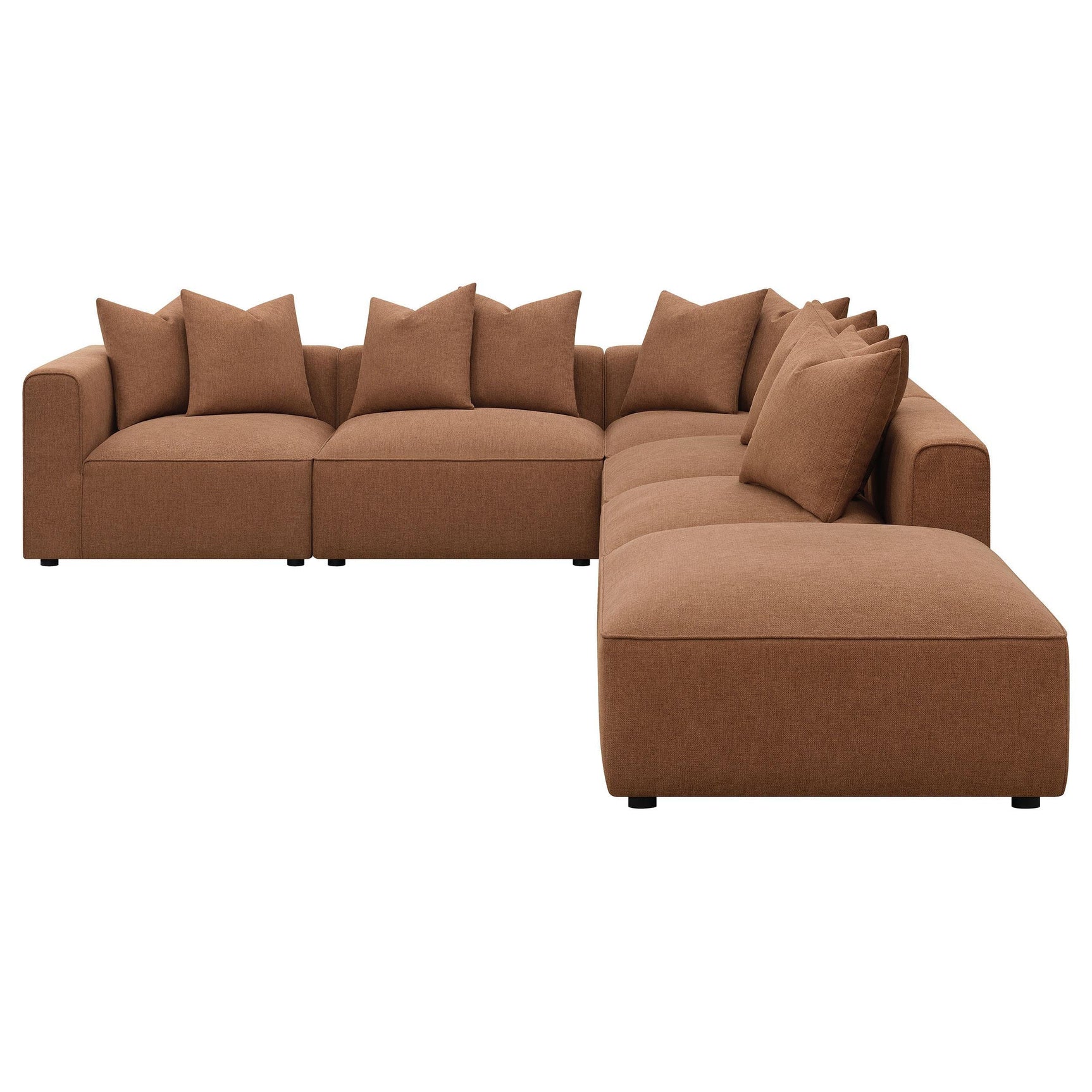 Room view with Jennifer 6-Piece Upholstered Modular Sectional Sofa in terracotta
