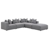 Jennifer grey upholstered armless accent chair front view