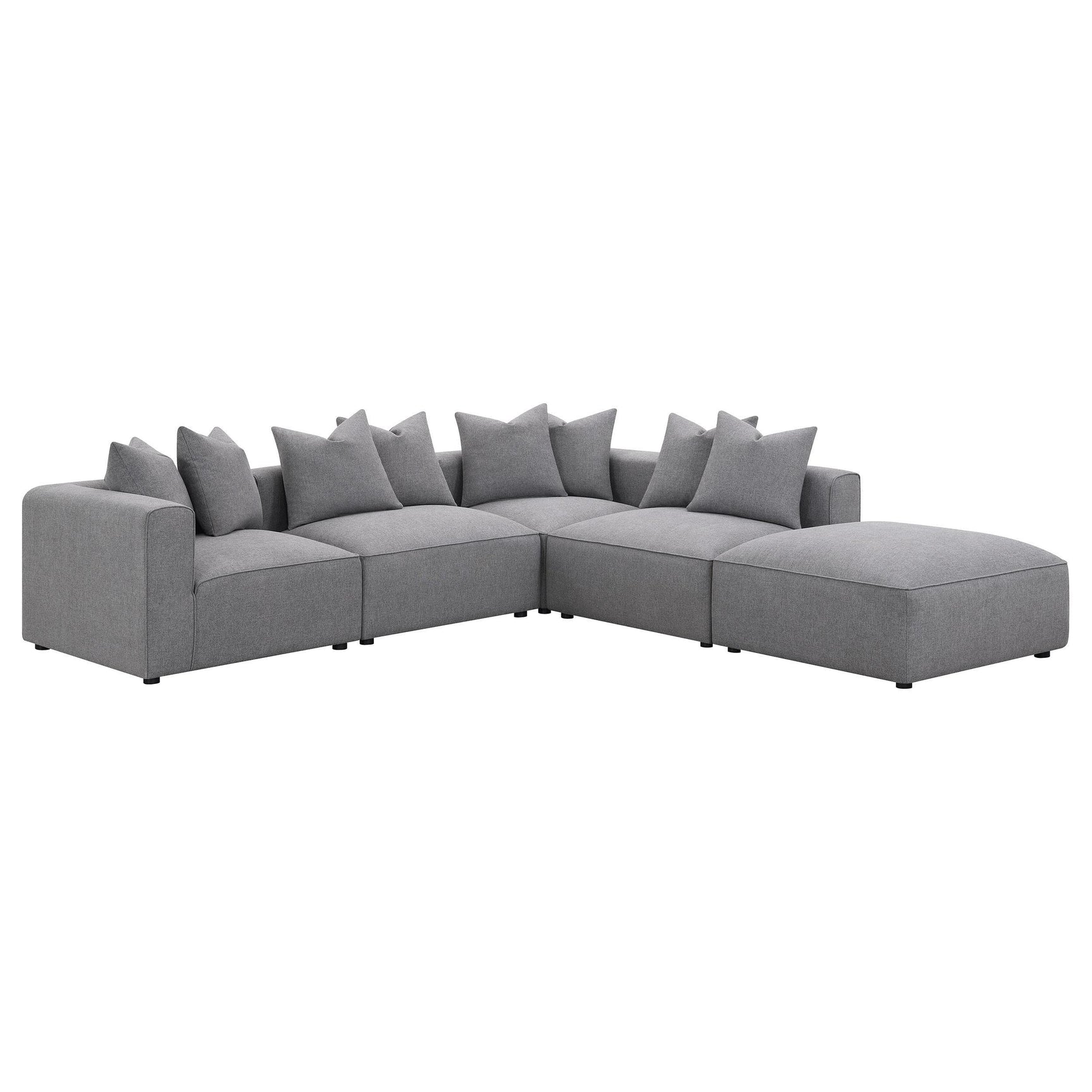 Jennifer grey upholstered armless accent chair front view