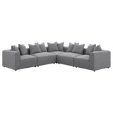Jennifer grey upholstered armless accent chair front view