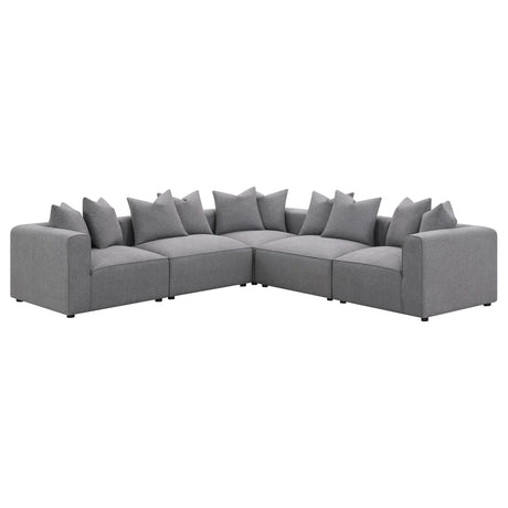 Jennifer grey upholstered armless accent chair front view