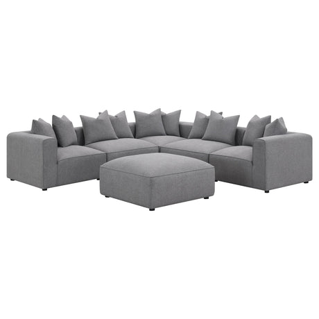 Jennifer grey upholstered armless accent chair front view