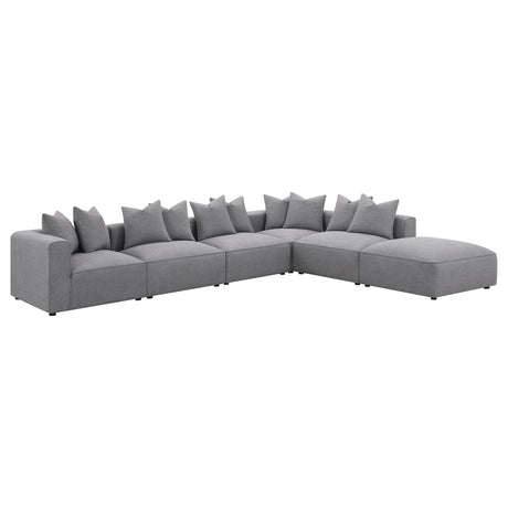 Jennifer grey upholstered armless accent chair front view