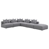 Jennifer grey upholstered armless accent chair front view