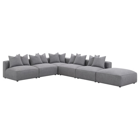 Jennifer grey upholstered armless accent chair front view