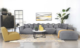 Jennifer grey upholstered armless accent chair front view