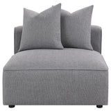 Jennifer grey upholstered armless chair front angle