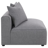 Jennifer grey upholstered armless chair side silhouette