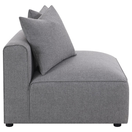 Jennifer grey upholstered armless chair side silhouette