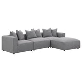 Jennifer grey upholstered armless chair together with sectional sofa