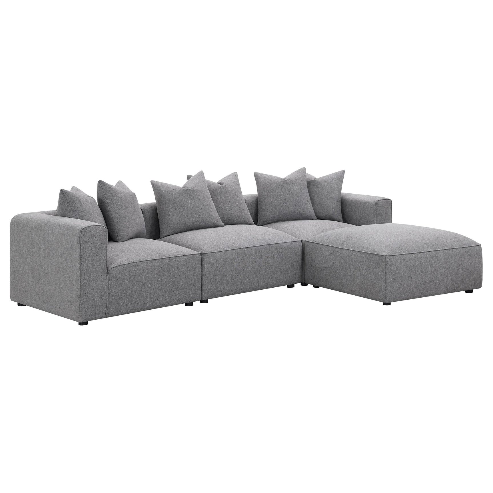 Jennifer grey upholstered armless chair together with sectional sofa