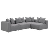 Jennifer grey upholstered armless accent chair front view