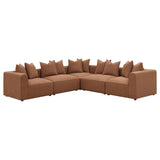 Jennifer Upholstered Armless Accent Chair in Terracotta angled view