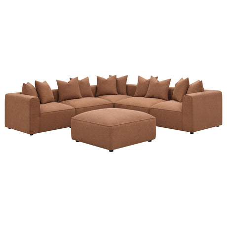 Jennifer Upholstered Armless Accent Chair in Terracotta angled view