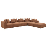 Jennifer Upholstered Armless Accent Chair in Terracotta angled view