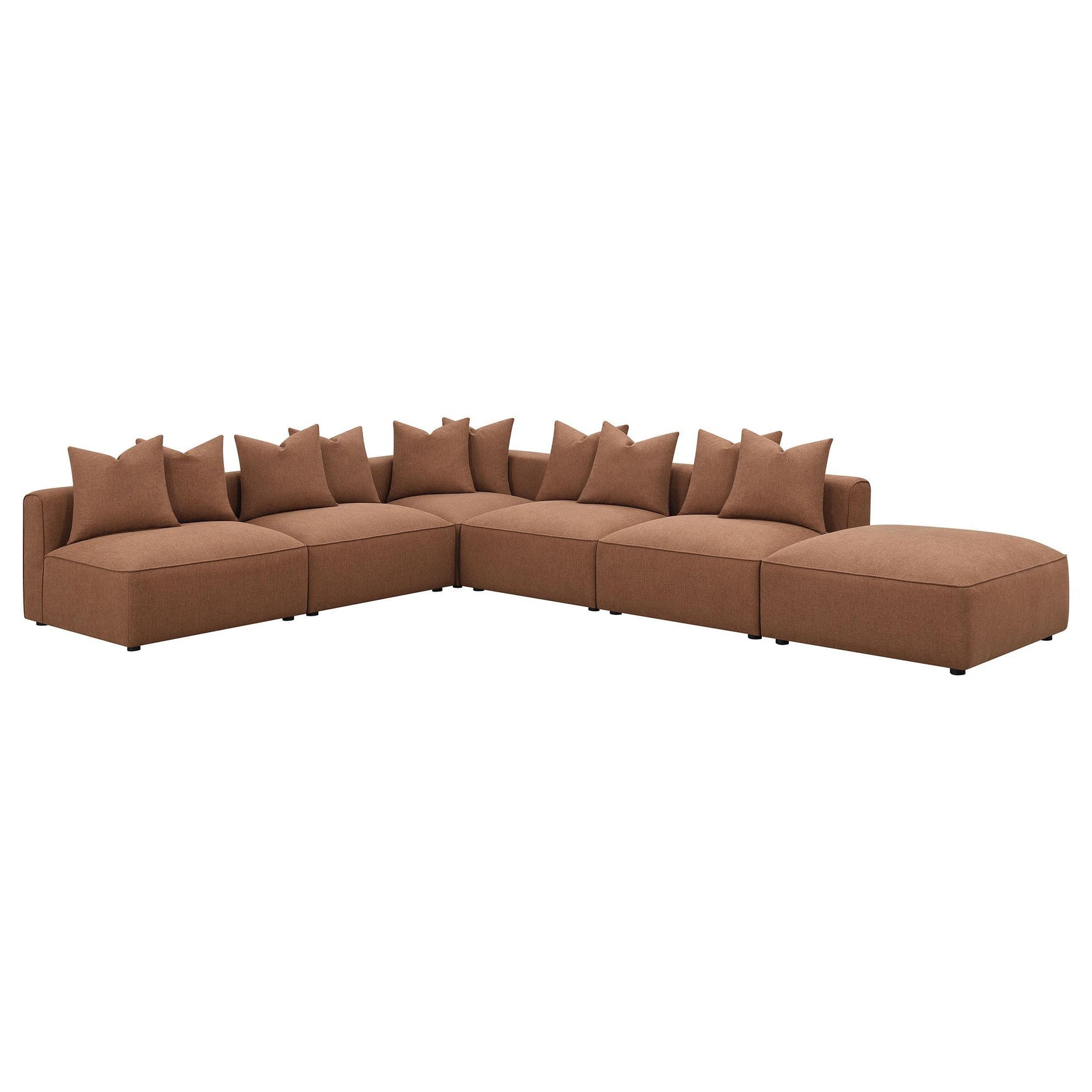 Jennifer Upholstered Armless Accent Chair in Terracotta angled view