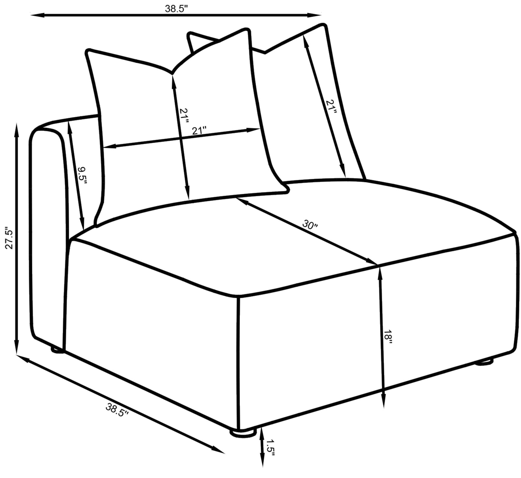 Jennifer Upholstered Armless Accent Chair in Terracotta angled view