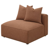 Jennifer armless chair terracotta close-up of fabric texture
