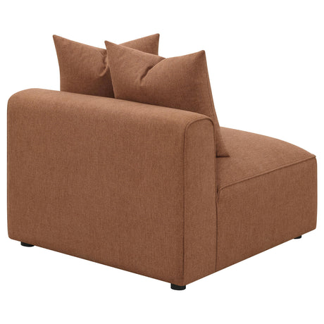 Jennifer Accent Chair terracotta viewed at angle in room setting