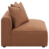 Jennifer Armless Chair terracotta tight back stitching detail