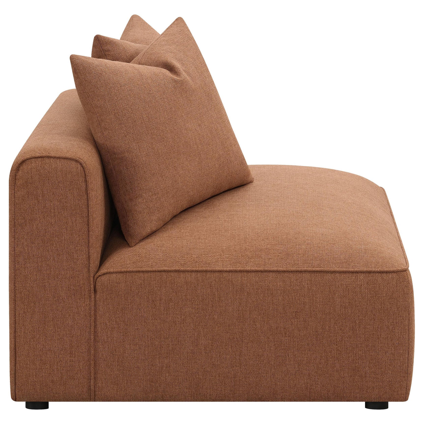 Jennifer Armless Chair terracotta tight back stitching detail