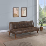 Jenson Convertible Sofa Bed dark coffee brown showing tufted seat closeup