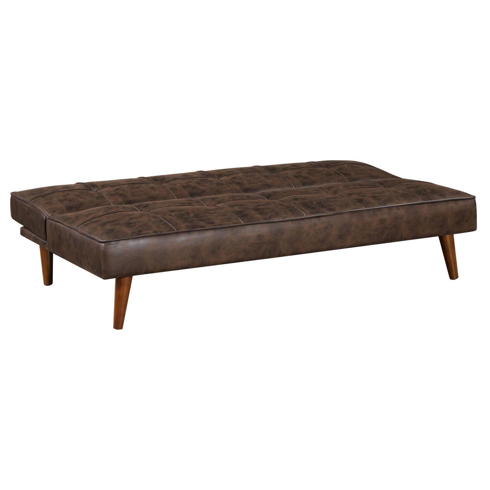 Jenson Convertible Sofa Bed dark coffee brown in flat bed position