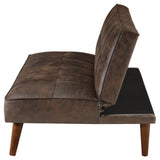 Jenson Sofa Bed closeup of brown leatherette upholstery