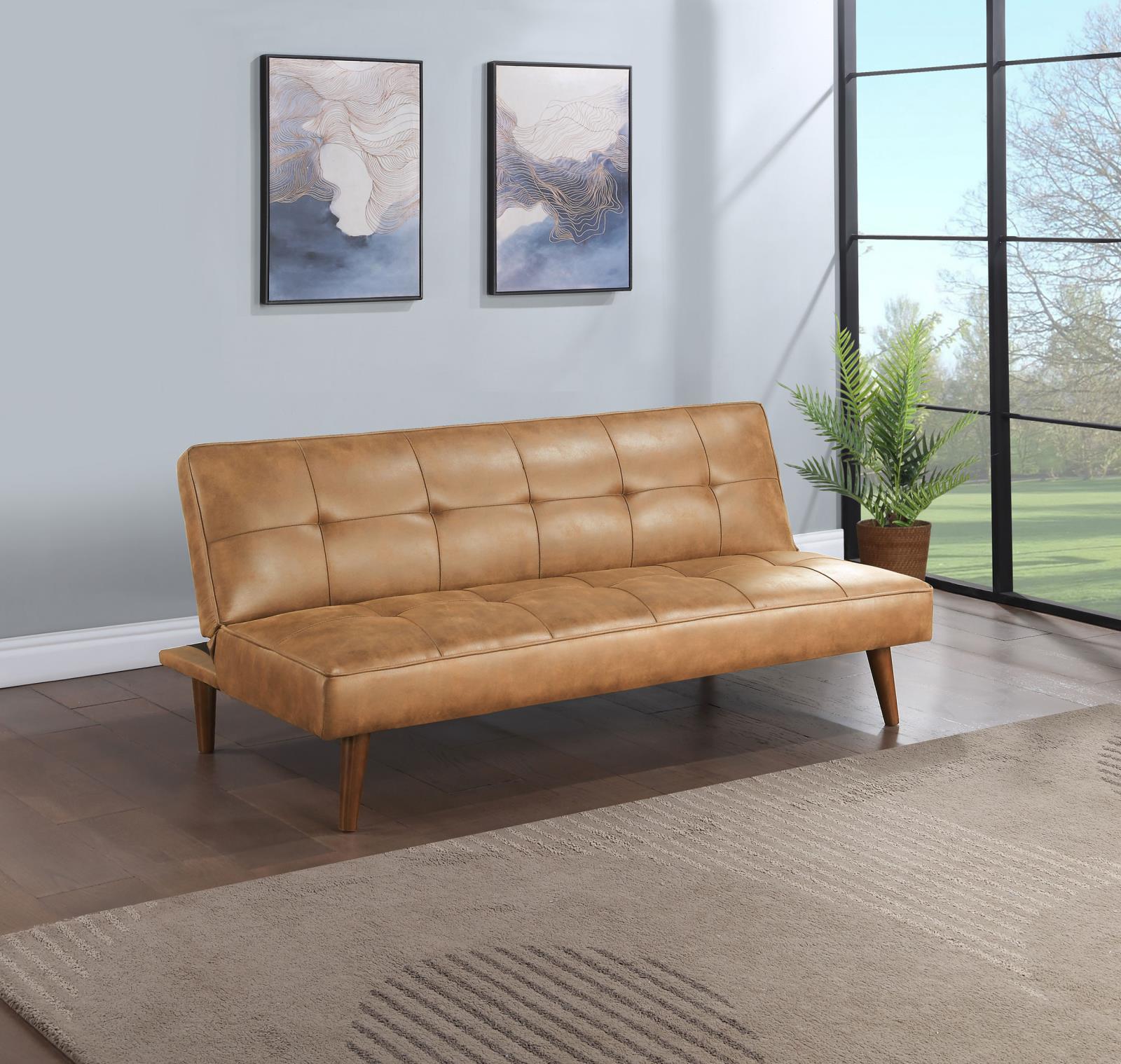 Jenson Convertible Sofa Bed Saddle Brown side view