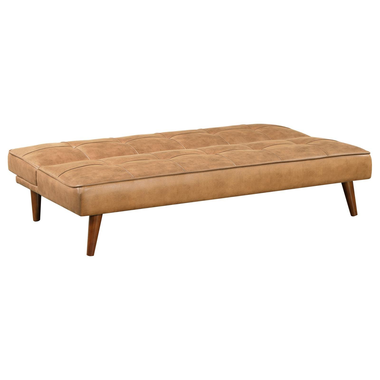 Jenson Convertible Sofa Bed Saddle Brown showing splayed legs